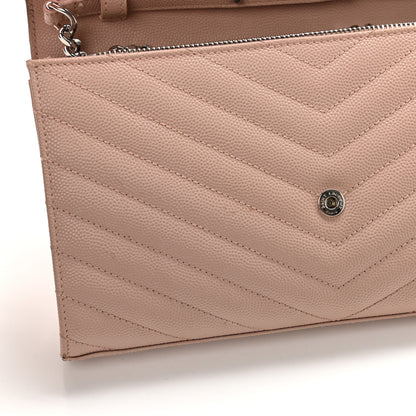Saint Laurent Grain De Poudre Matelasse Chevron Monogram Chain Wallet Pale Pink 10 of 12