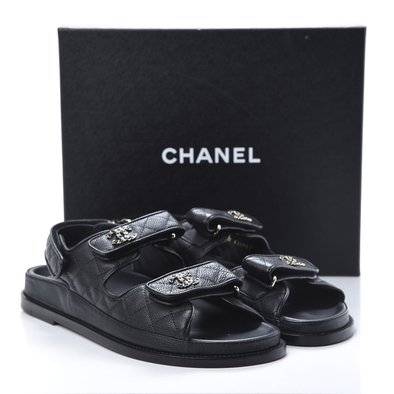 Chanel Grained Calfskin Velcro Dad Sandals 40.5 Black 8 of 9