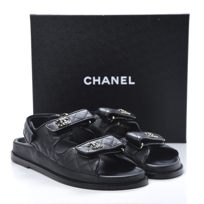 Chanel Grained Calfskin Velcro Dad Sandals 40.5 Black 8 of 9