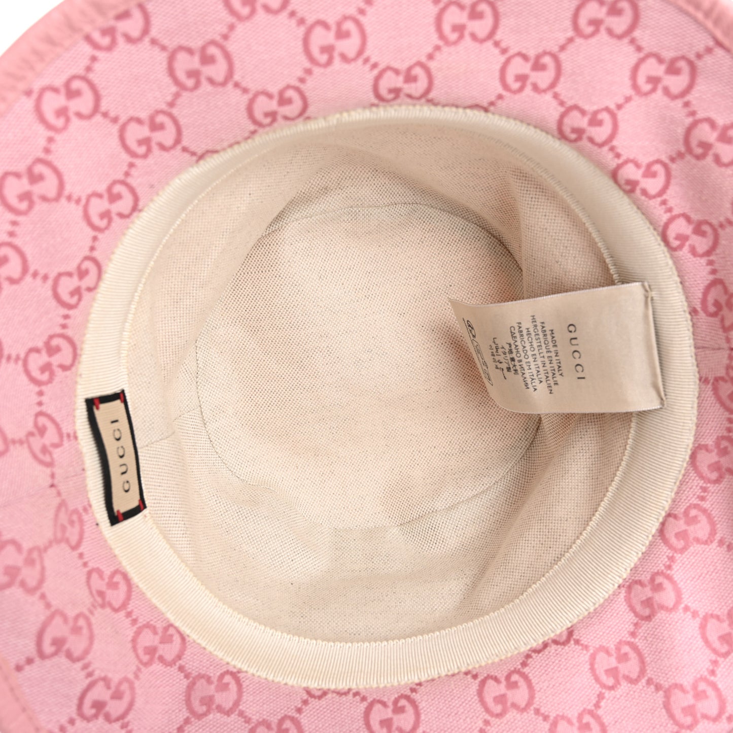 Monogram Textured Dollar Calfskin GG Jago Bucket Hat L Soft Cotton Candy Dark Cotton Candy