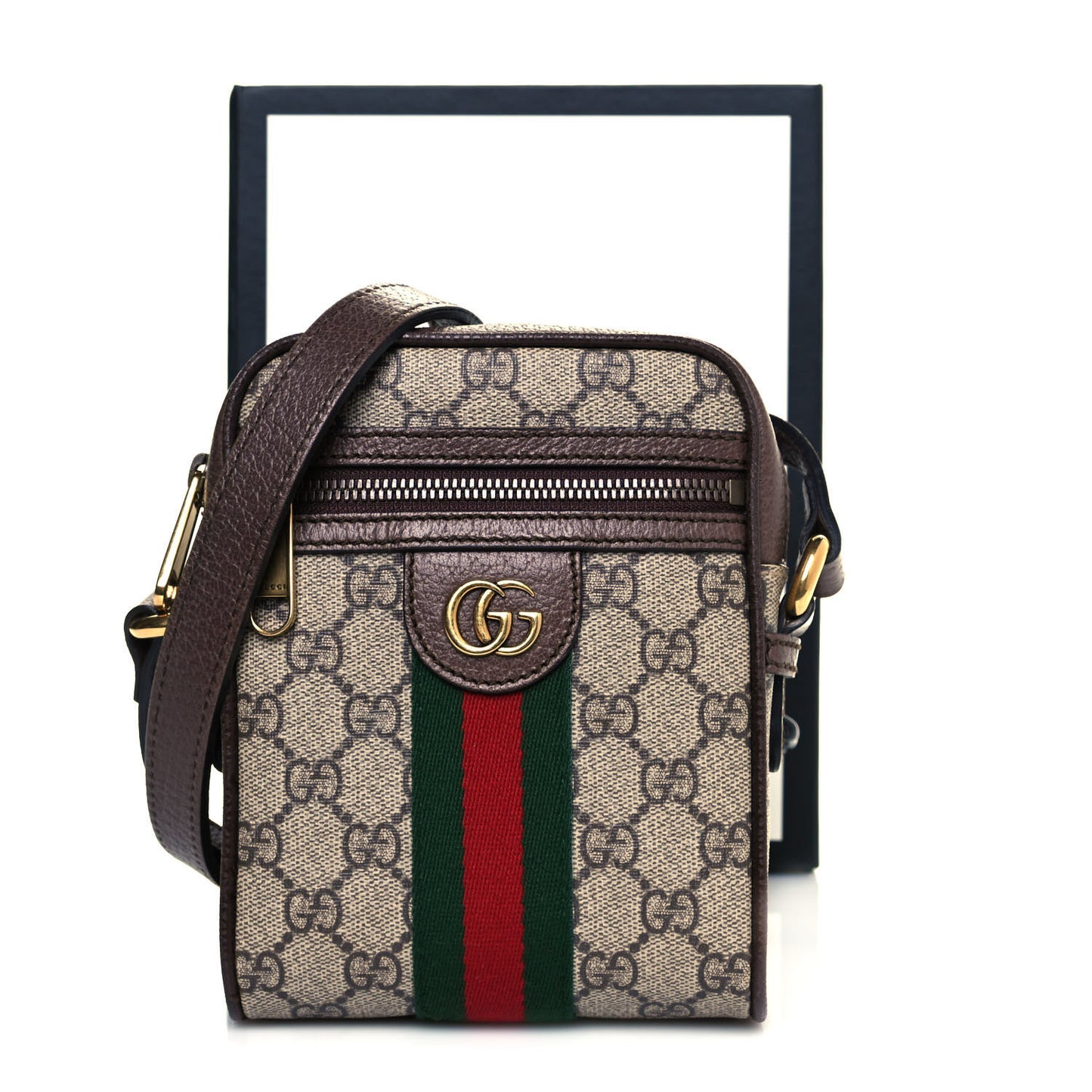 GG Supreme Monogram Web Mini Ophidia Messenger Brown