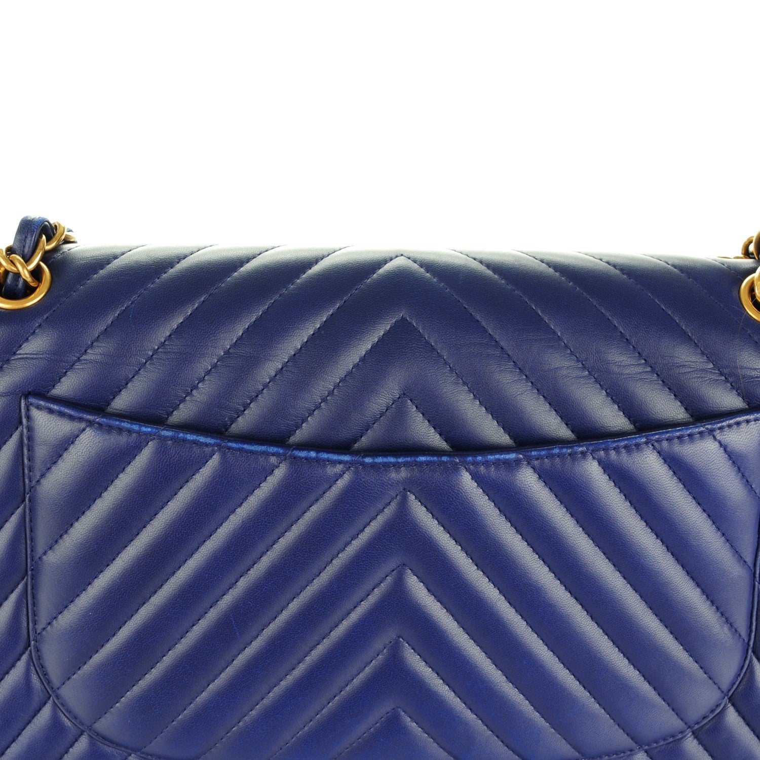 Chanel Lambskin Chevron Quilted Jumbo Double Flap Blue 11 of 11