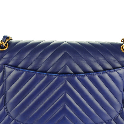 Chanel Lambskin Chevron Quilted Jumbo Double Flap Blue 11 of 11