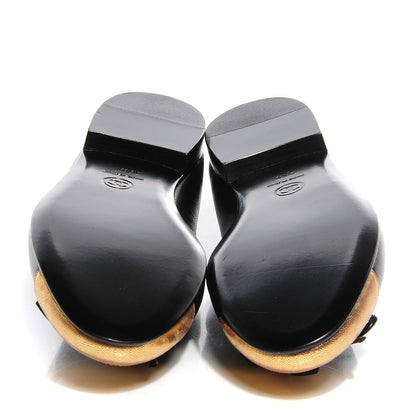 Chanel Lambskin Cap Toe Ballerina Flats 38.5 Black Gold 5 of 8