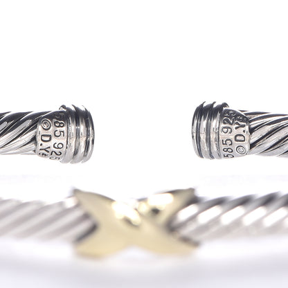 David Yurman Sterling Silver 14K Yellow Gold 5mm X Station Cable Bracelet 3 of 3