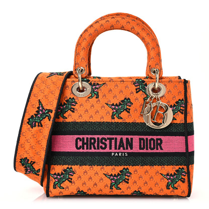 Christian Dior Canvas Embroidered Dino Medium Lady D-Lite Orange Multicolor 1 of 16