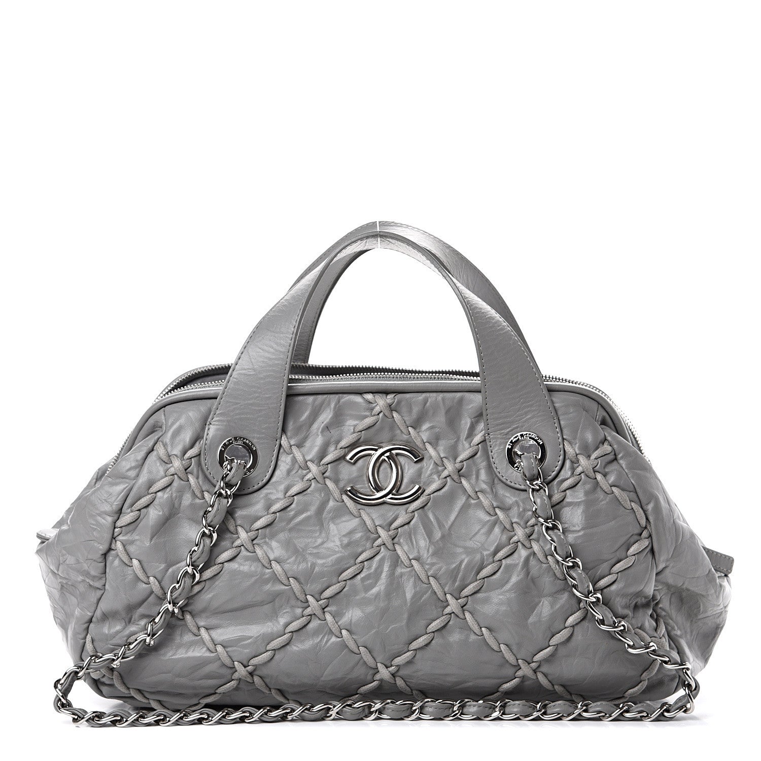 Chanel Calfskin Ultra Stitch Bowler Grey 1 of 10