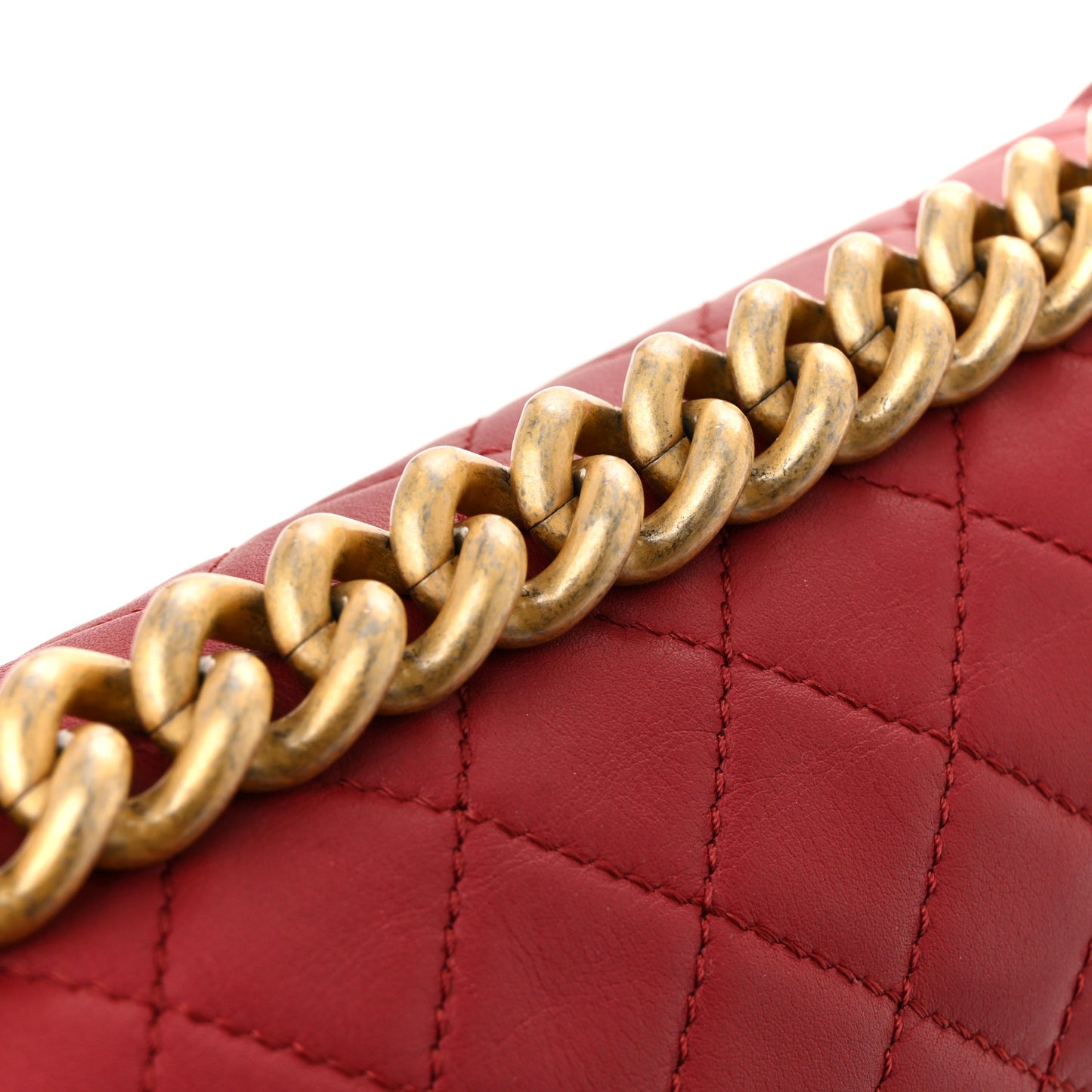 Lambskin Quilted Medium Boy Flap Dark Red