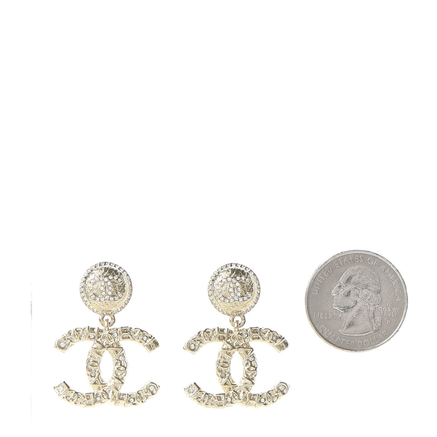 Crystal CC Drop Earrings Gold