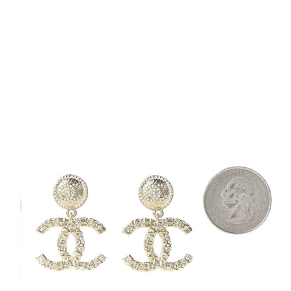 Chanel Crystal CC Drop Earrings Gold 2 of 5