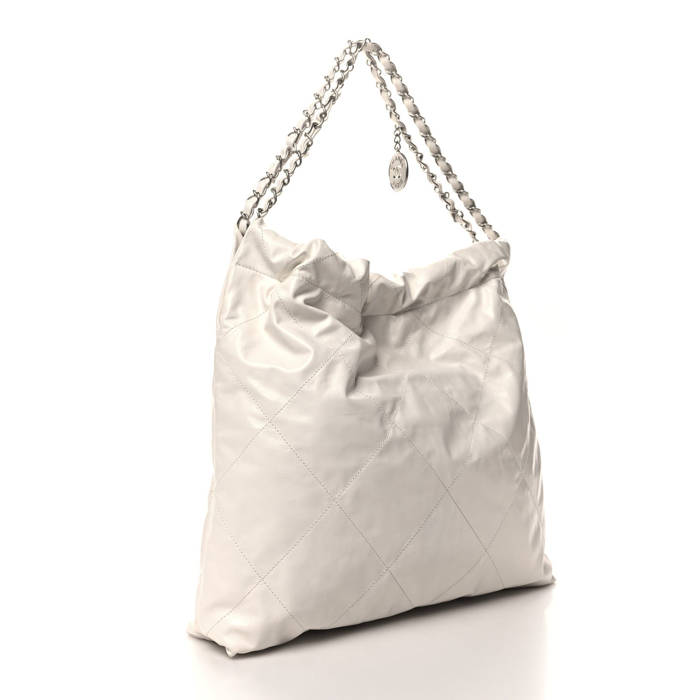 Shiny Calfskin Quilted Chanel 22 White