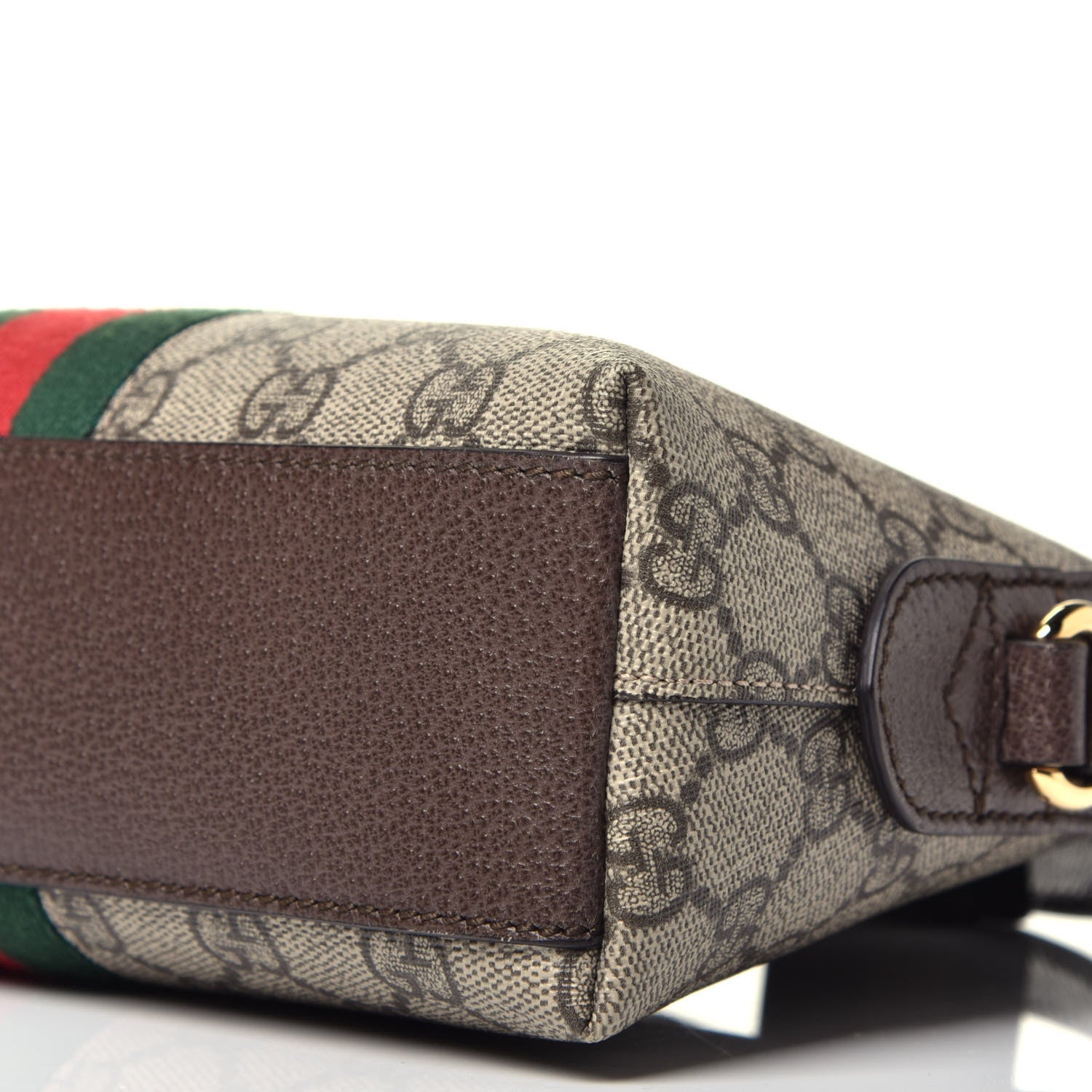 Gucci GG Supreme Monogram Textured Dollar Calfskin Web Small Ophidia Dome Shoulder Bag Beige Ebony New Acero 9 of 9
