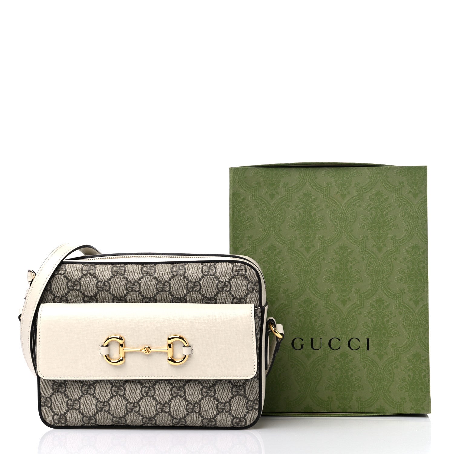 Gucci GG Supreme Monogram Small Horsebit 1955 Shoulder Bag Beige Mystic White 10 of 10