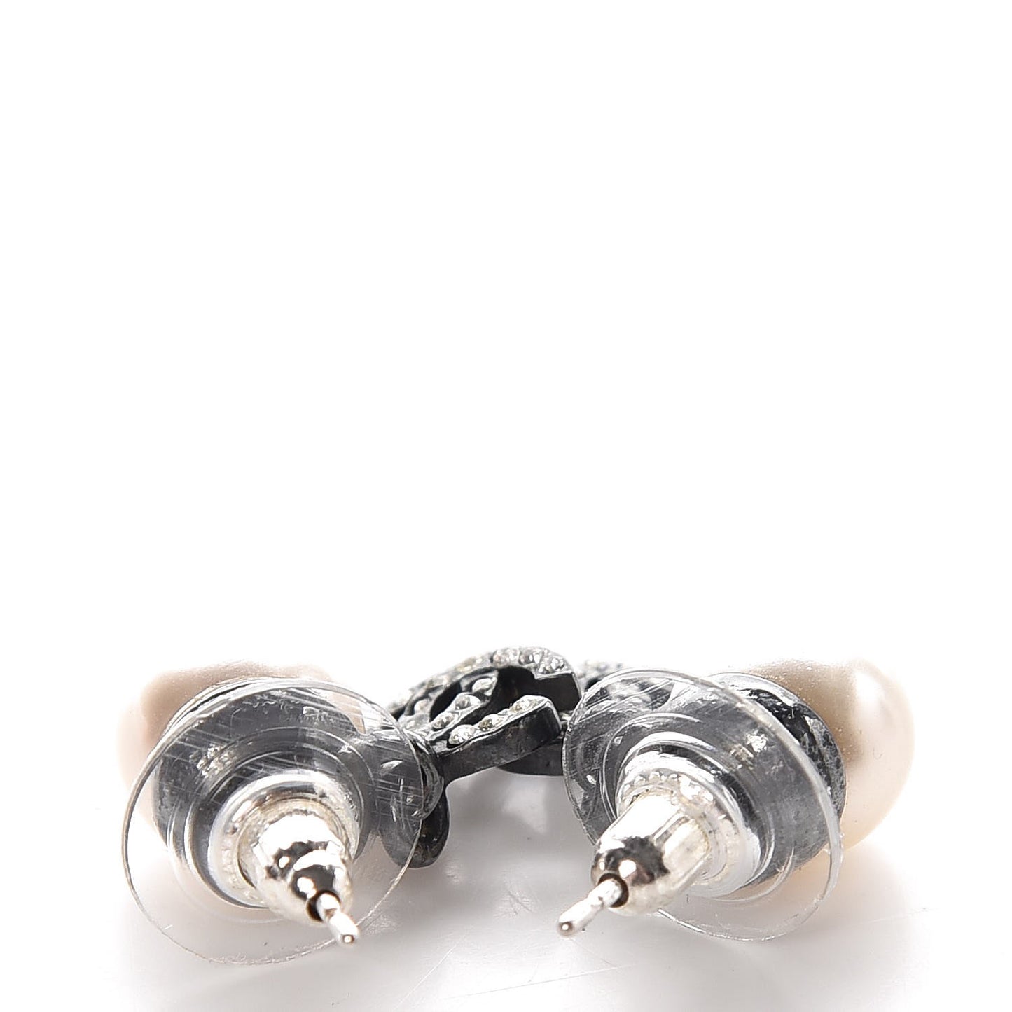 Ruthenium Crystal Pearl CC Drop Earrings