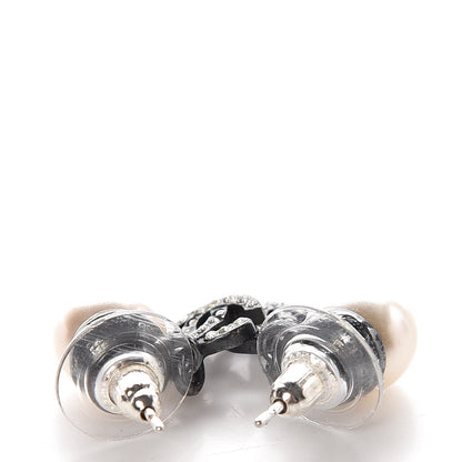 Chanel Ruthenium Crystal Pearl CC Drop Earrings 4 of 5
