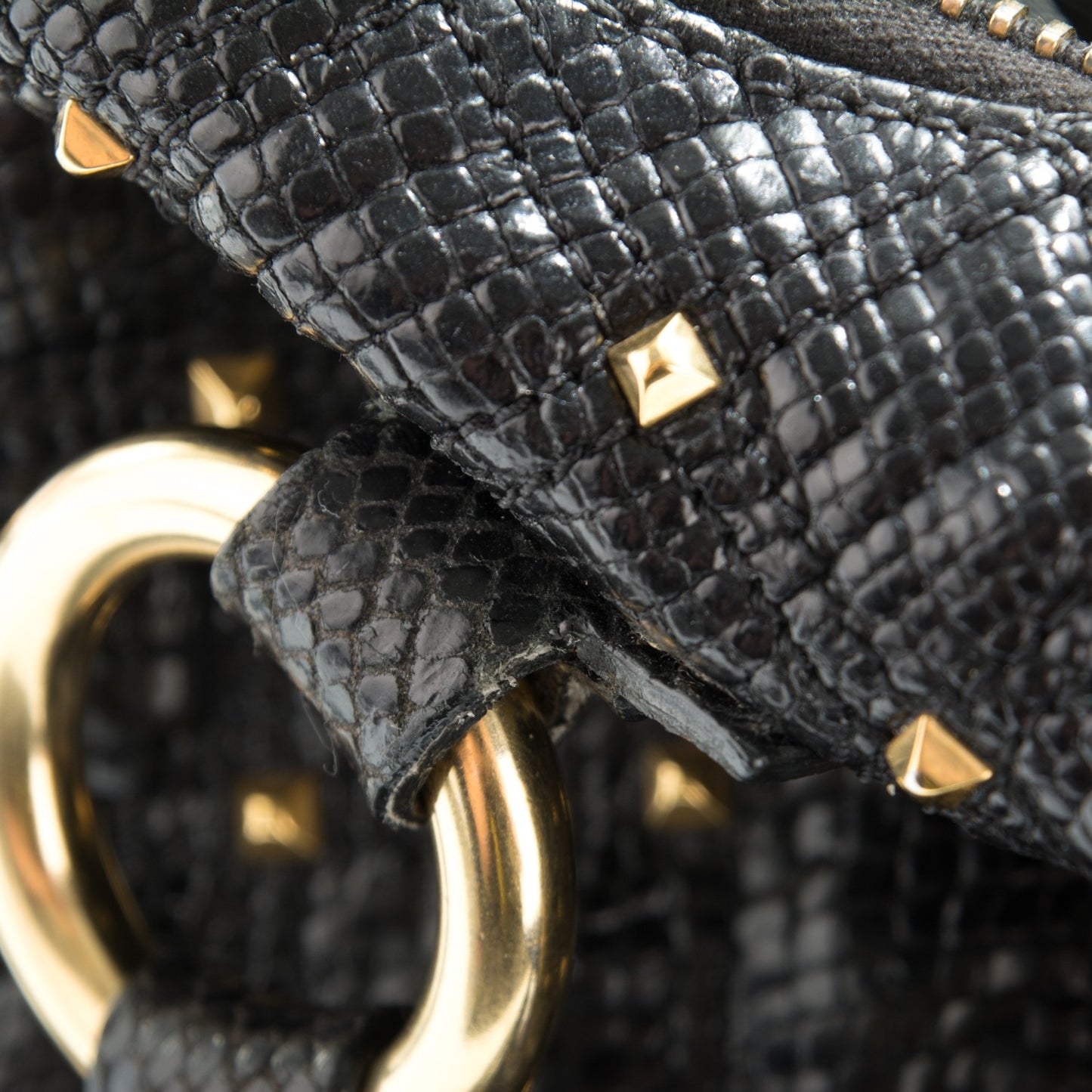 Python Effect Quilted Rio Stardust Satchel Black