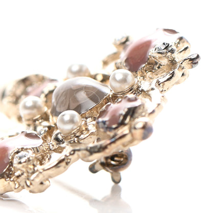Chanel Gripoix Poured Glass Pearl Key Brooch Gold Pink 7 of 9