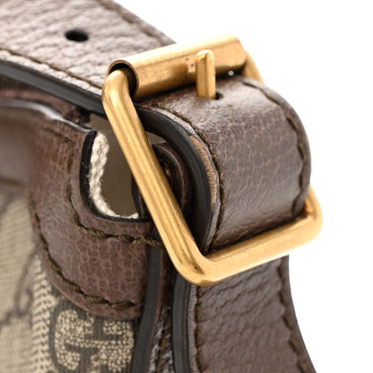 Gucci GG Supreme Monogram Textured Dollar Calfskin Web Small Ophidia Half Moon Hobo Beige Ebony New Acero 11 of 13