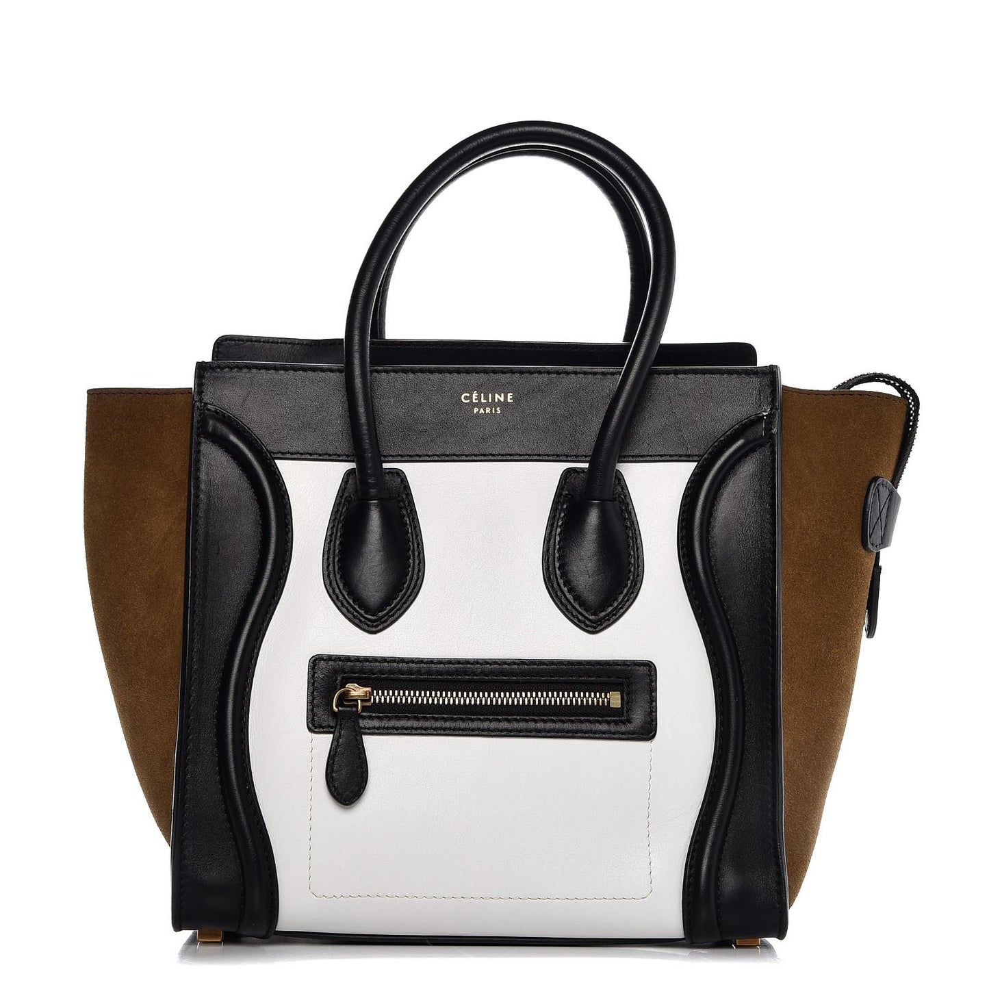 Smooth Calfskin Nubuck Micro Tri-Color Luggage White