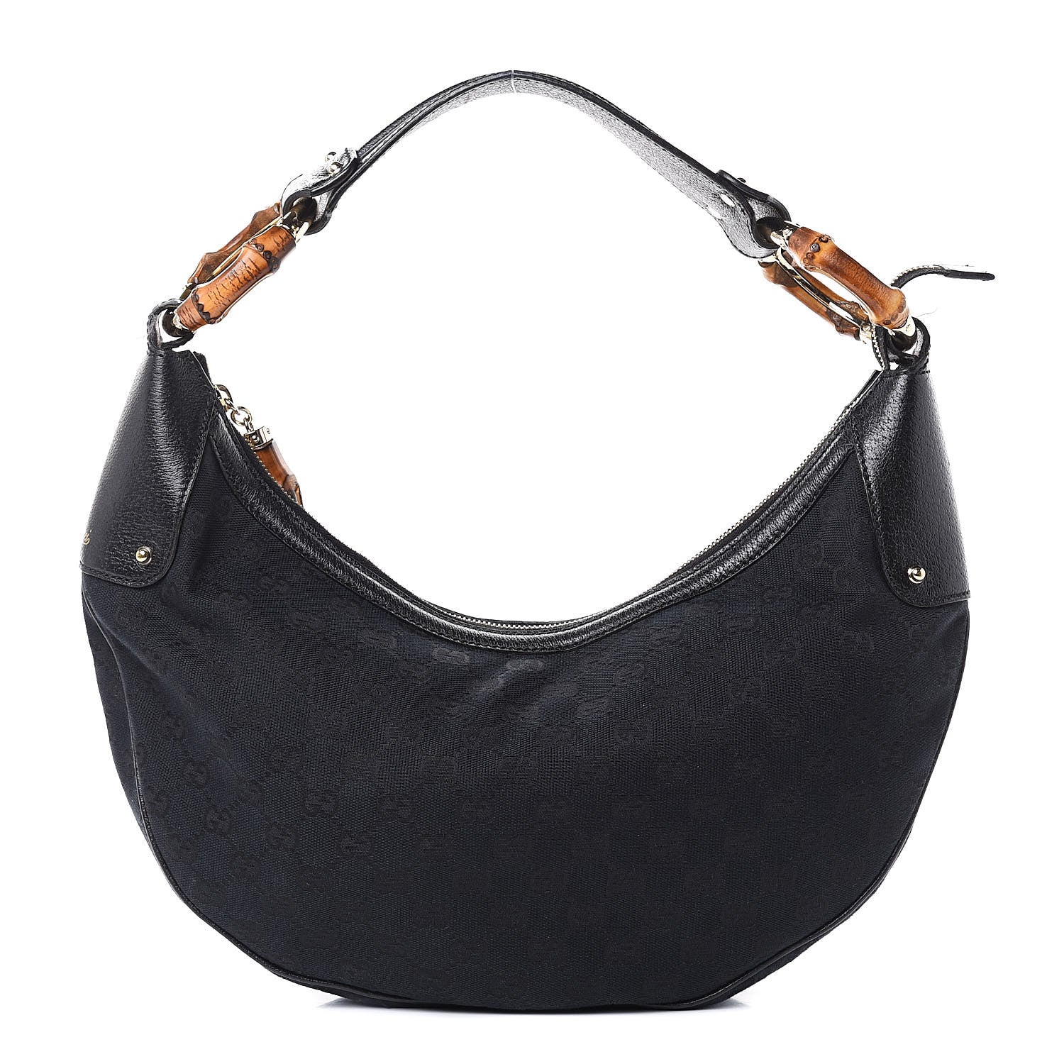 Gucci Monogram Bamboo Ring Hobo Black 1 of 11