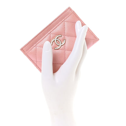 Chanel Iridescent Caviar Quilted Card Holder Rose Pink 2 of 9