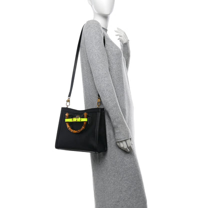 Gucci Calfskin Small Diana Tote Bag Black Yellow Fluo 2 of 11