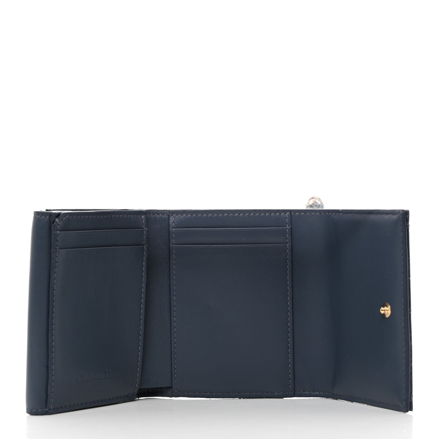 Christian Dior Patent Cannage Lady Dior Lotus Wallet Denim Blue 5 of 8