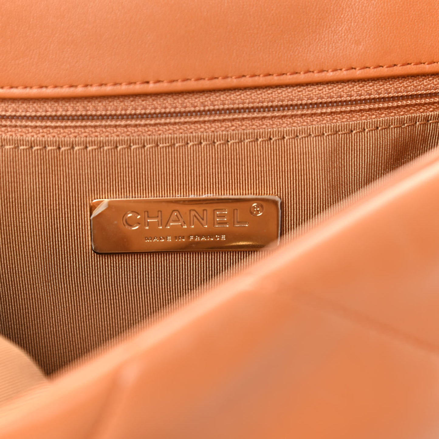 Lambskin Quilted Medium Chanel 19 Flap Light Brown