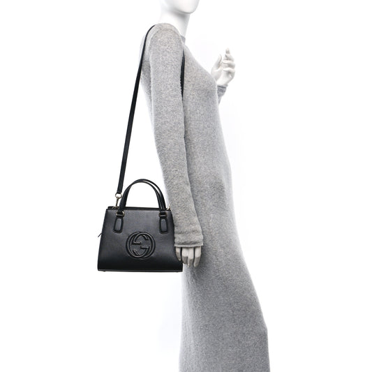 Dollar Calfskin Medium Soho Top Handle Satchel Black
