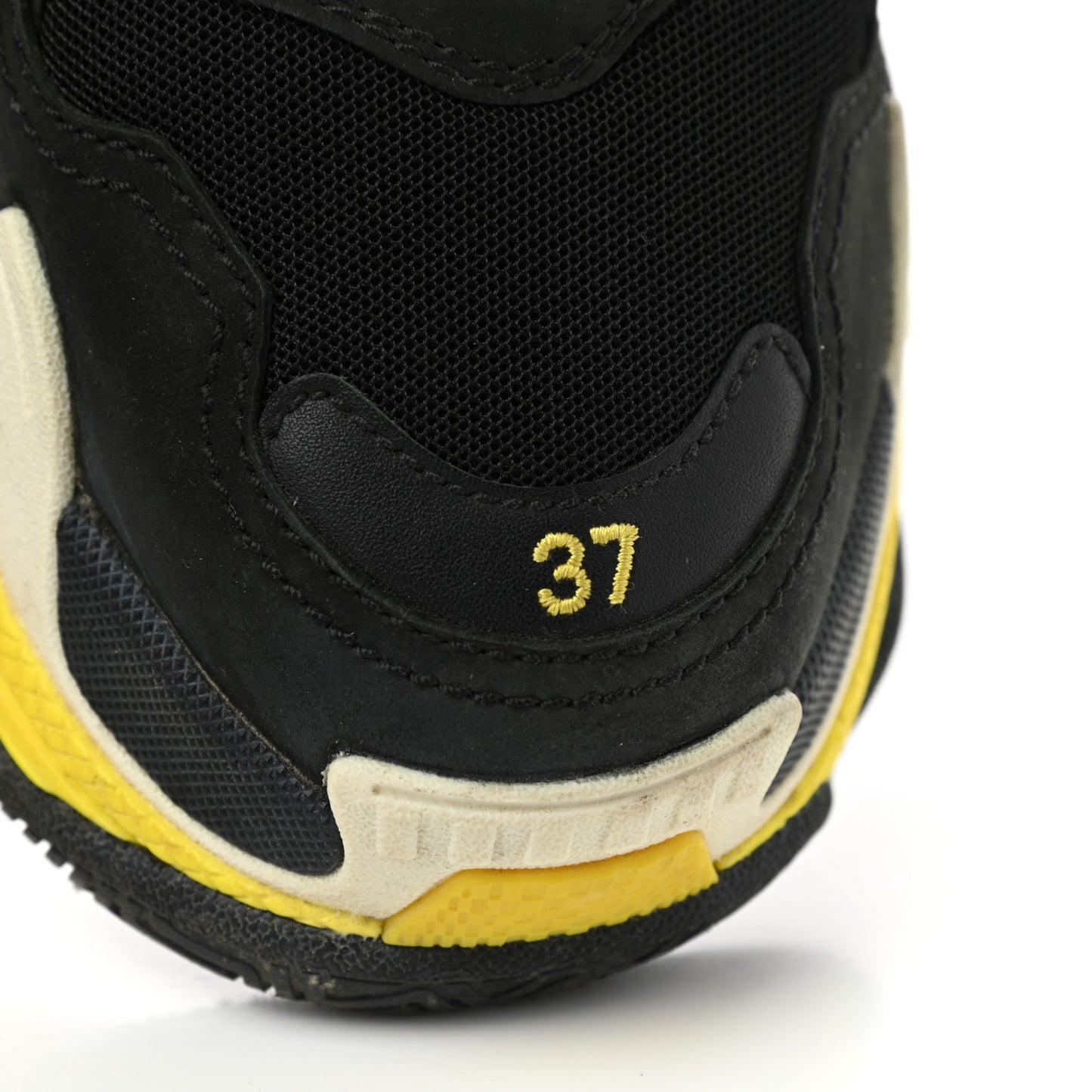 Fabric Mesh Womens Triple S Sneakers 37 Black Yellow