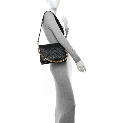 Louis Vuitton Lambskin Embossed Monogram Coussin PM Black 2 of 10