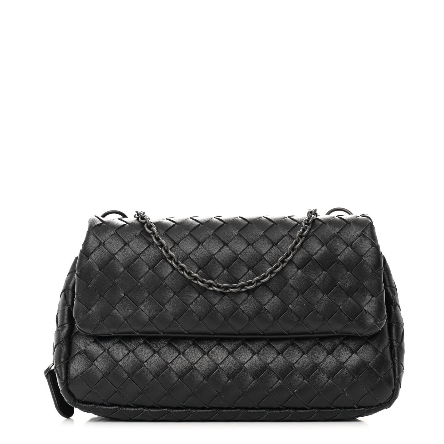 Nappa Intrecciato Mini Chain Messenger Black