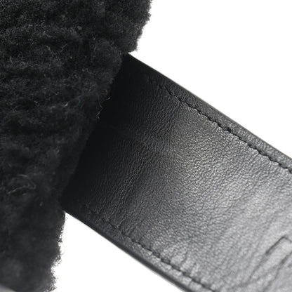 Hermes Calfskin Woolskin Womens Chypre Sandals 36.5 Black 9 of 9