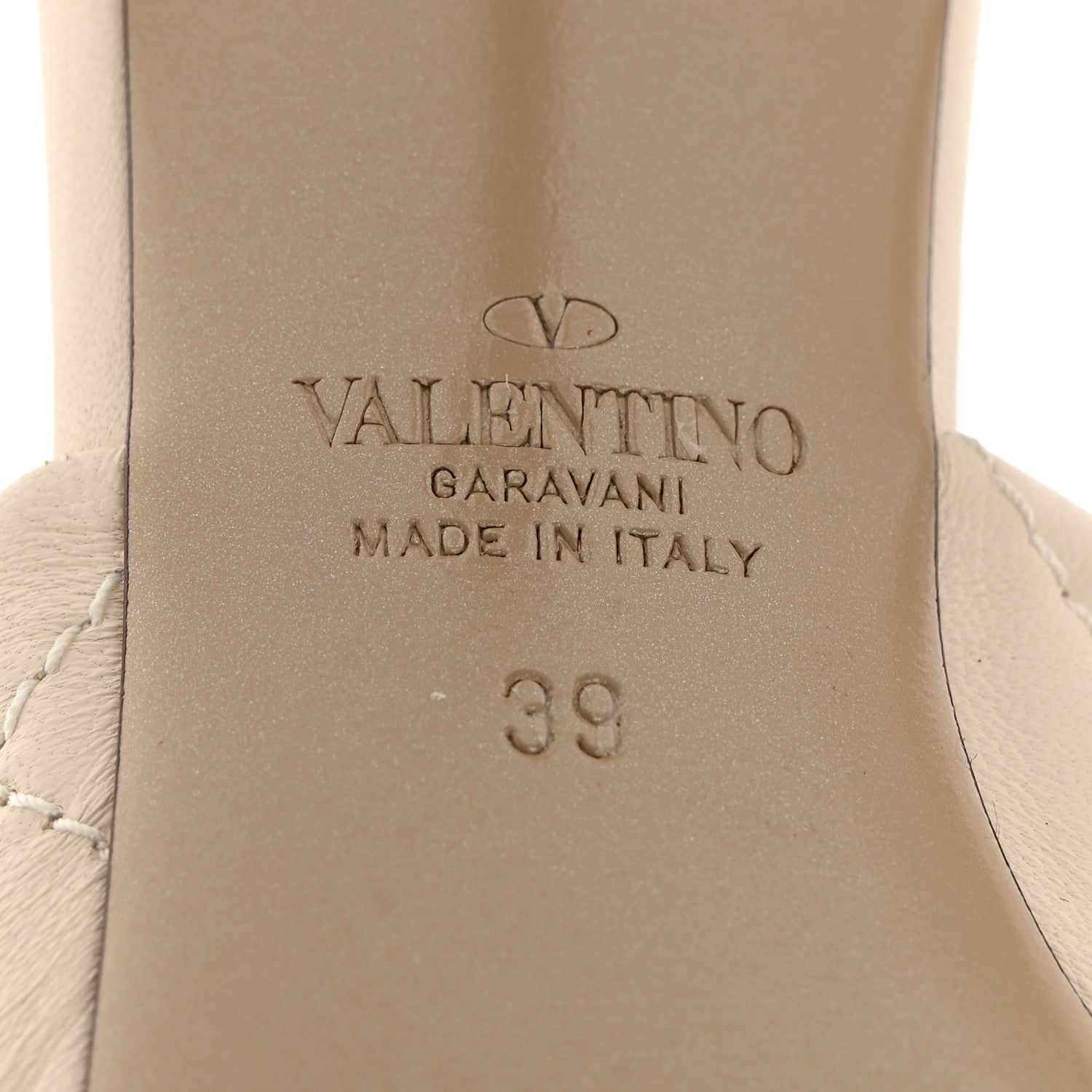 Valentino Garavani Nappa Quilted Roman Stud 65mm Slide Sandals 39 Light Ivory 7 of 11