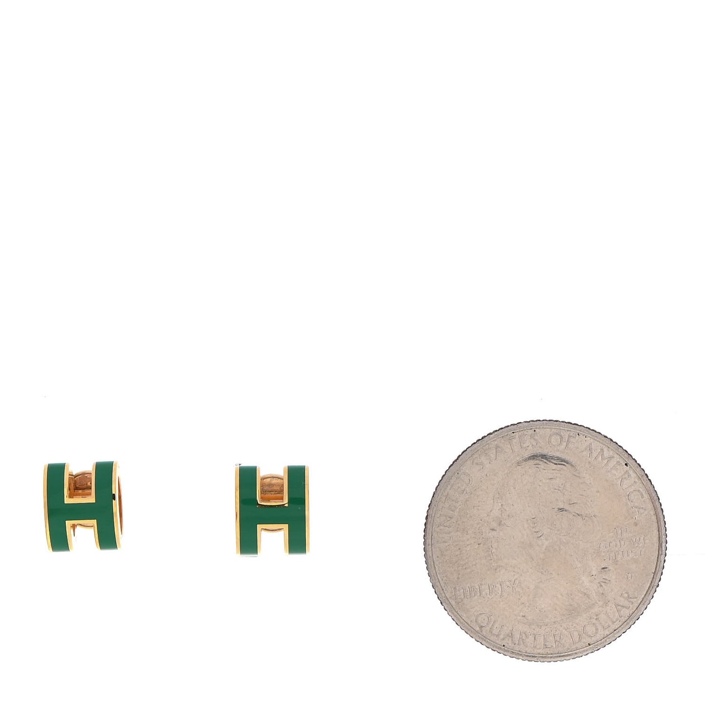 Gold Lacquered Mini Pop H Earrings Malachite