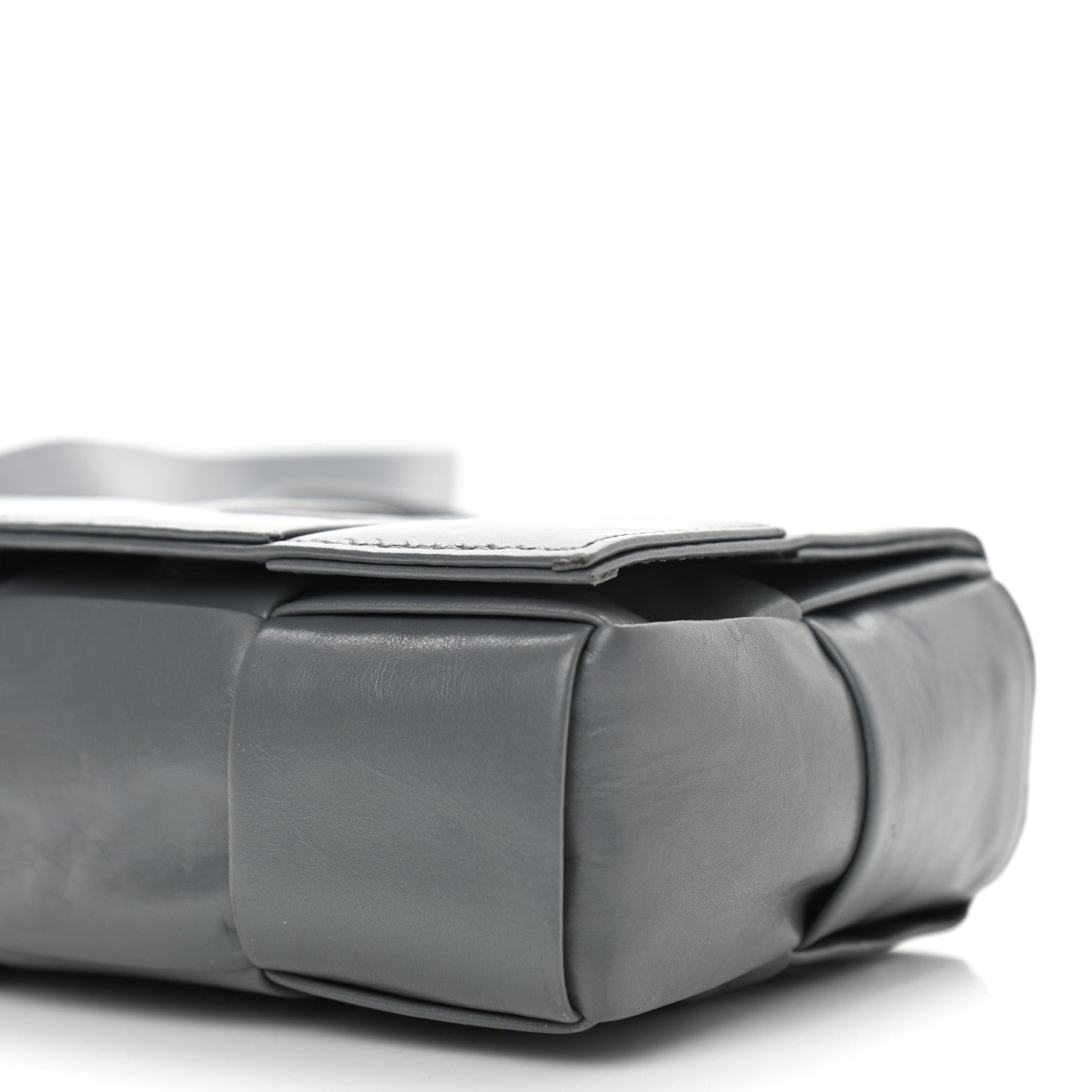 Bottega Veneta Crinkled Lambskin Maxi Intrecciato Extra Mini Cassette Crossbody Bag Grey 10 of 11