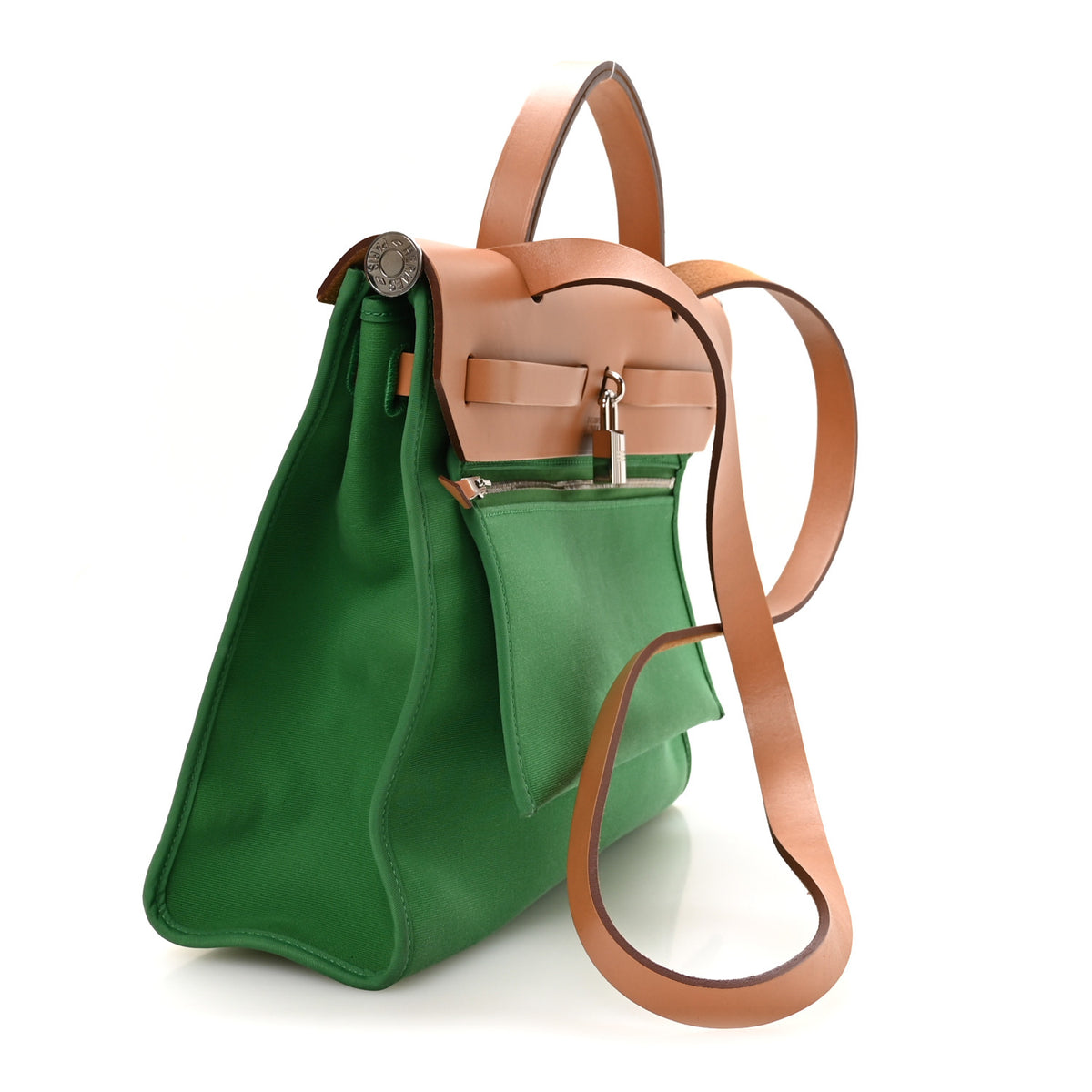 Hermes Vache Hunter Toile Herbag Zip 31 PM Bambou Natural 3 of 10