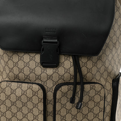 Gucci GG Supreme Monogram Single Buckle Backpack Beige Black 9 of 18