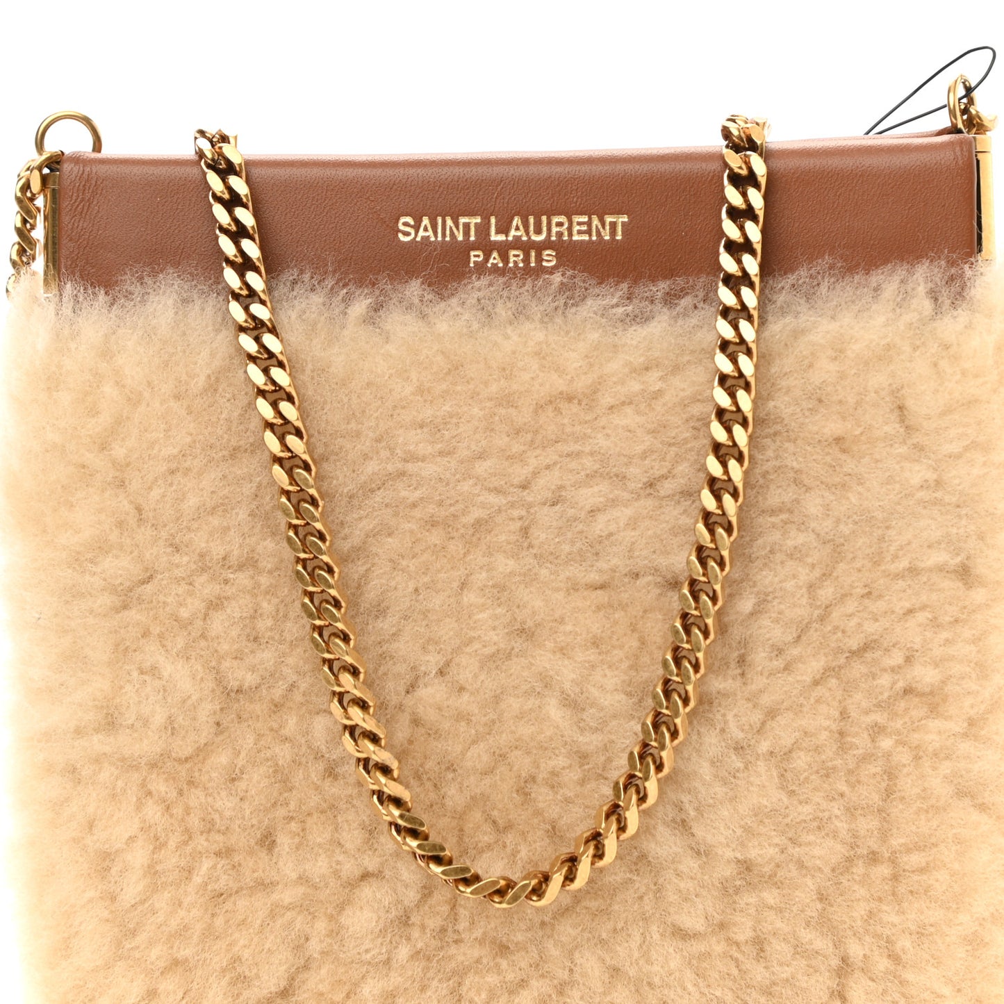 Shearling Mini Pac Pac Pouch On Chain Natural