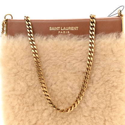 Saint Laurent Shearling Mini Pac Pac Pouch On Chain Natural 8 of 9