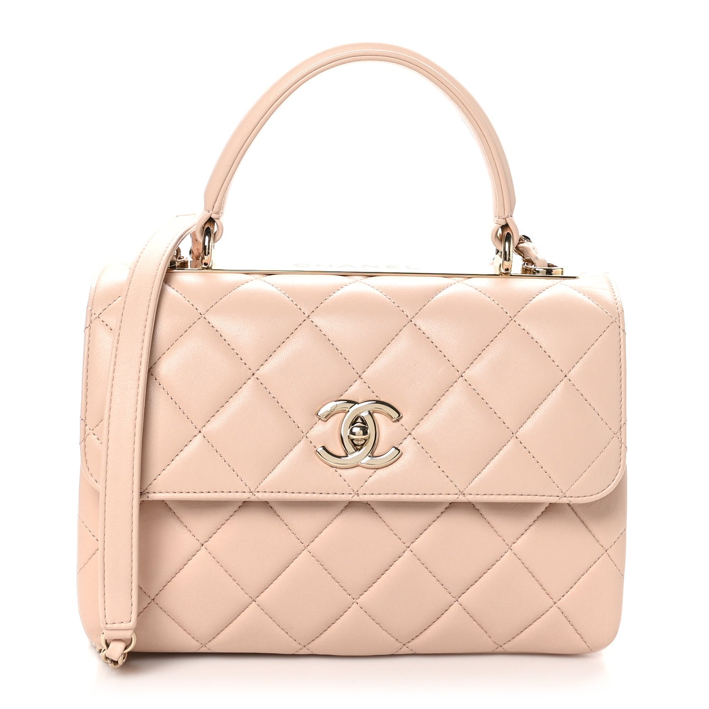 Lambskin Quilted Small Trendy CC Flap Dual Handle Bag Light Pink