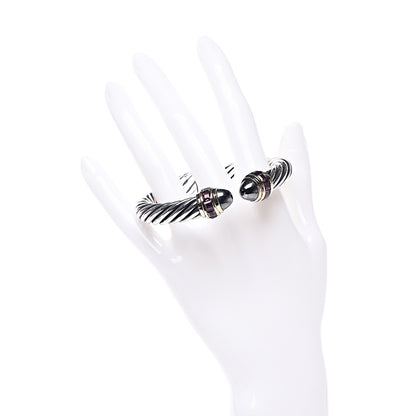 David Yurman Sterling Silver 14K Yellow Gold Hematite Garnet 10mm Cable Classics Bracelet 2 of 4