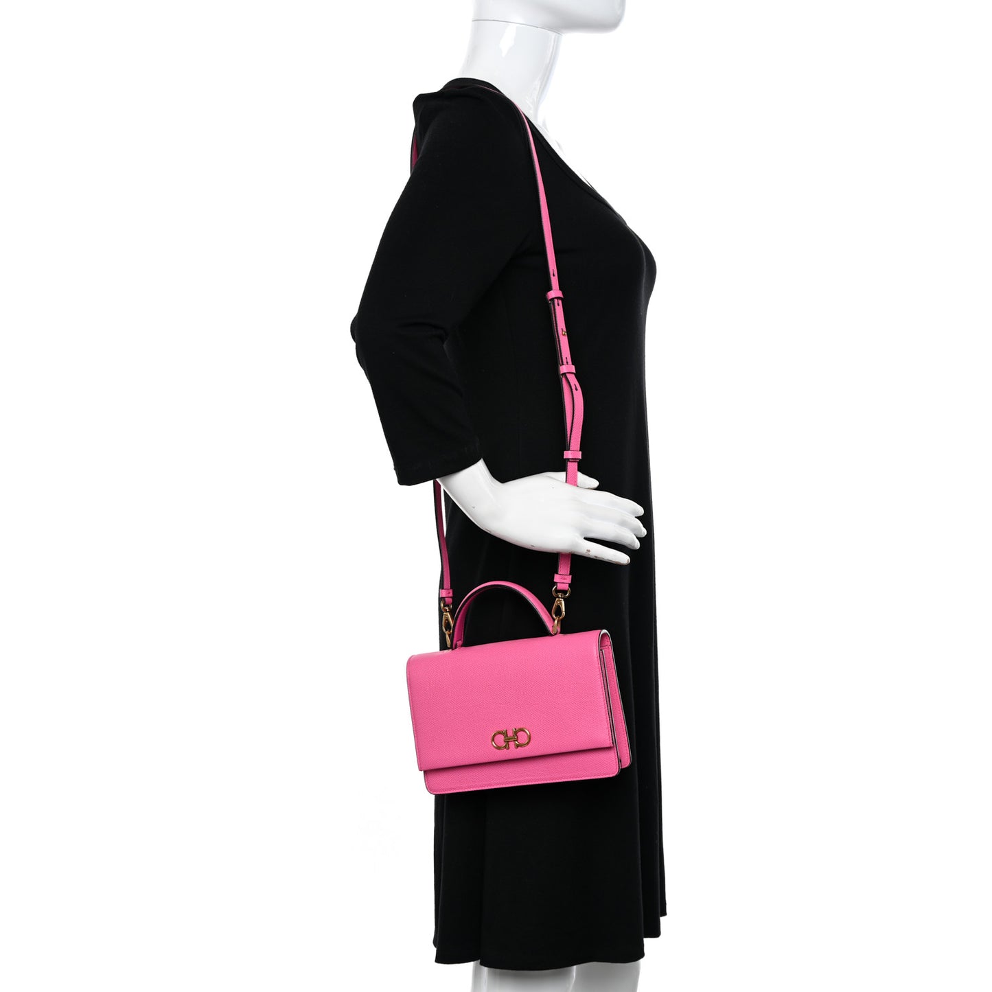 Hammered Calfskin Gancini Minibag Pink