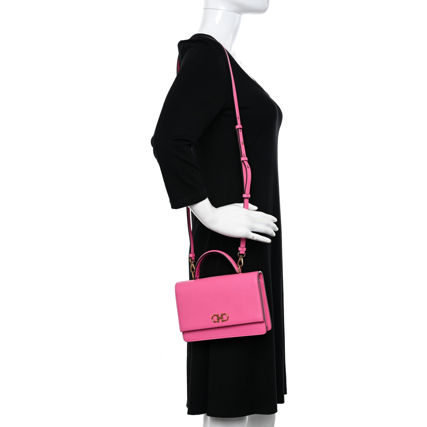 Salvatore Ferragamo Hammered Calfskin Gancini Minibag Pink 2 of 9