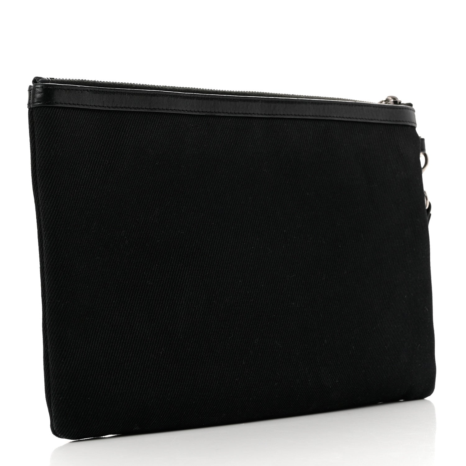 Saint Laurent Linen Canvas Rive Gauche Zipped Pouch Black 3 of 7