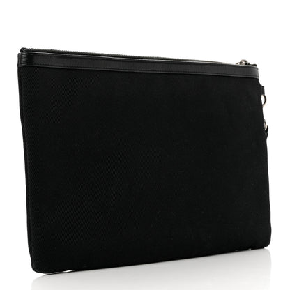 Saint Laurent Linen Canvas Rive Gauche Zipped Pouch Black 3 of 7