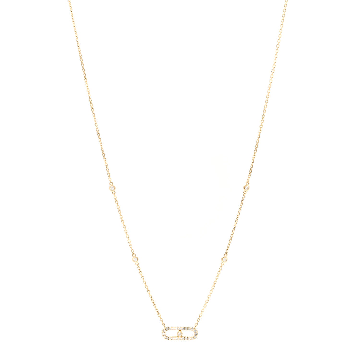 Messika 18K Yellow Gold Diamond Move Uno Pave Necklace 1 of 5
