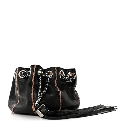 Chanel Lambskin Satin Reversible Mini Sac Cordon Black Peach 1 of 9