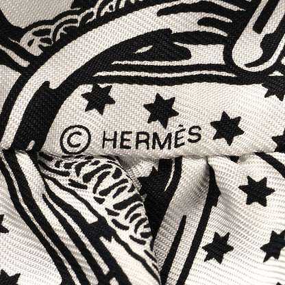 Hermes Silk Eperon d'Or Bandana Ruffle Twilly White Black 4 of 4
