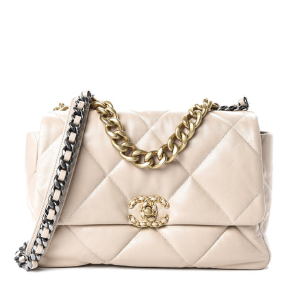 Chanel Lambskin Quilted Large 19 Flap Beige 1 of 11
